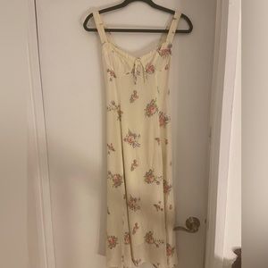 Reformation Long Light Yellow and Floral Dress